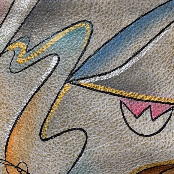 Hand painted crossbody gray abstract - Picture 15 of 17